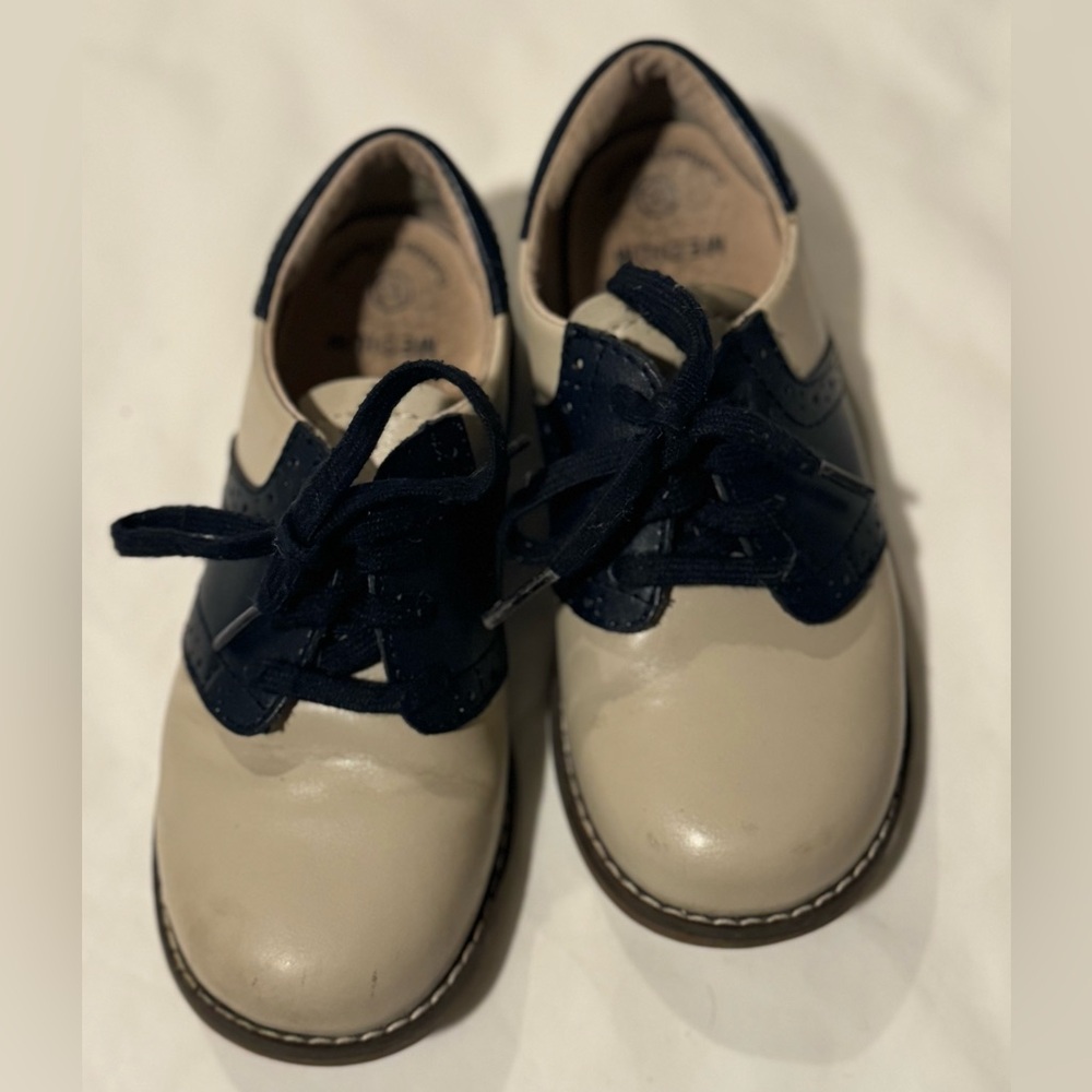 Footmates Oxford boys leather shoes | tan and navy | 10.5